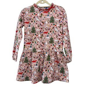 MINI BODEN Party Animals Christmas Dress Girls 11-12 152 Pink Festive Winter